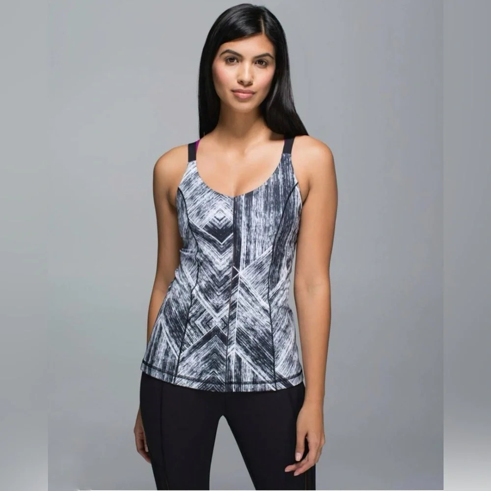 Lululemon Hot to Street Tank Top Black Purple Size 6 Yoga Tank